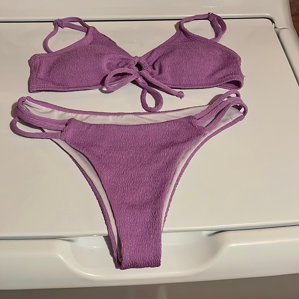 Purple two-piece bathing suit. Large from SHEIN.